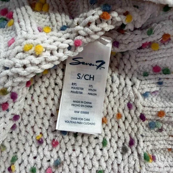 Seven7 Confetti Pom Pom Crew Neck Sz SMALL - Picture 4 of 7